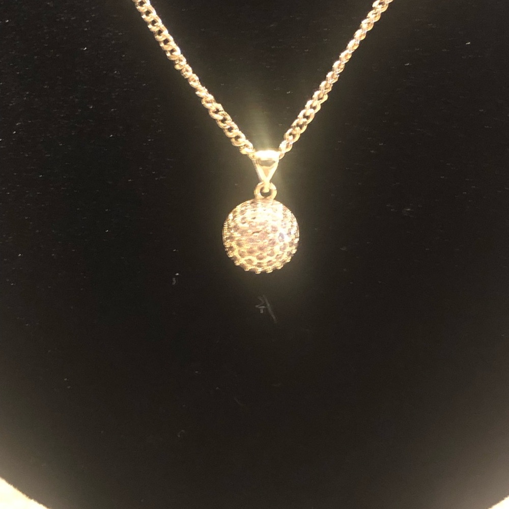 Gold Pavé Crystal Sphere Pendant Necklace